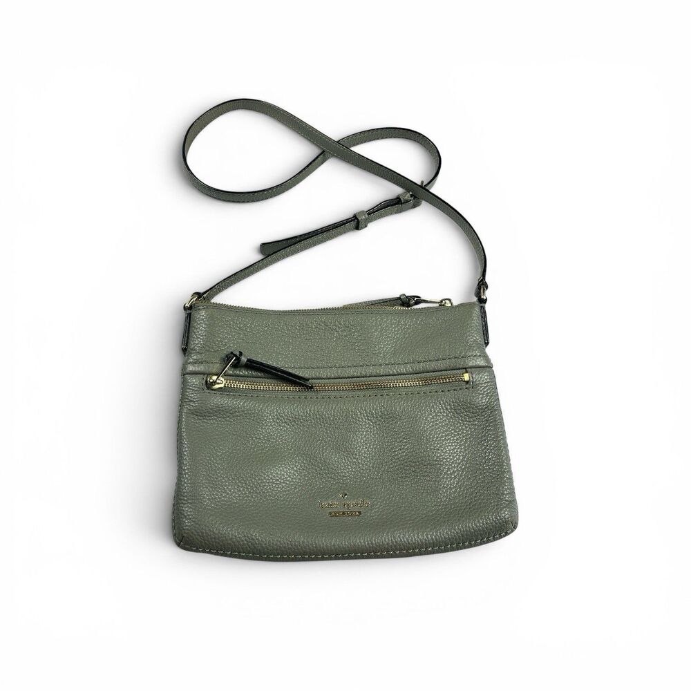Kate Spade Crossbody Purse Gray Pebble Leather Soft Utility Everyday Travel Bag